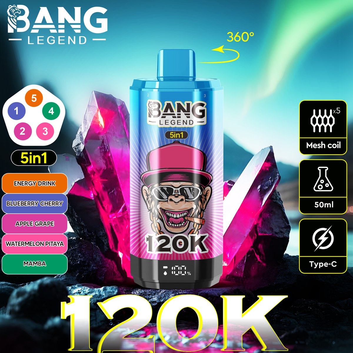 Bang Legend 120K 5-in-1 Disposable Vape