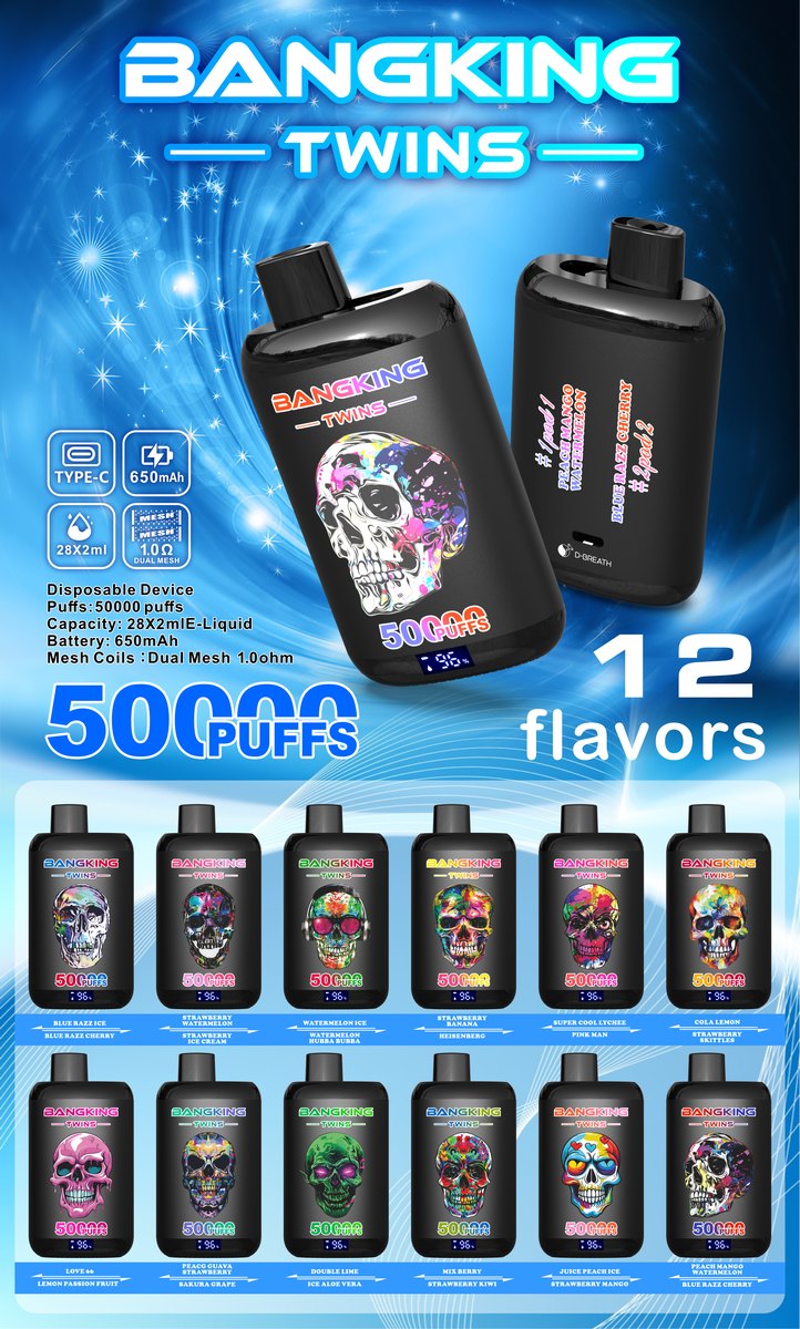 Bang King Twins 50K 2-in-1 Disposable Vape flavour: Blue Razz Ice / Blue Razz Cherry