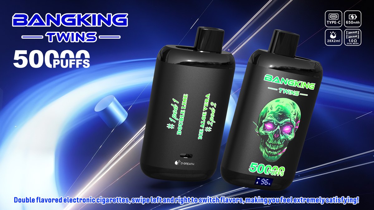 Bang King Twins 50K 2-in-1 Disposable Vape flavour: Peach Guava Strawberry / Sakura Grape
